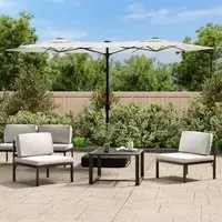 Aelia Double-Head Parasol with LED Lights - White, Polyester