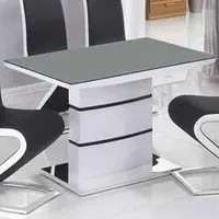 Aelia Glass Top Dining Table - Grey, White Gloss