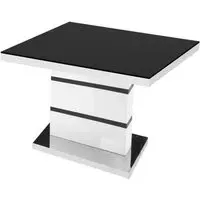 Aelia Lamp Table - Black Glass, White Gloss