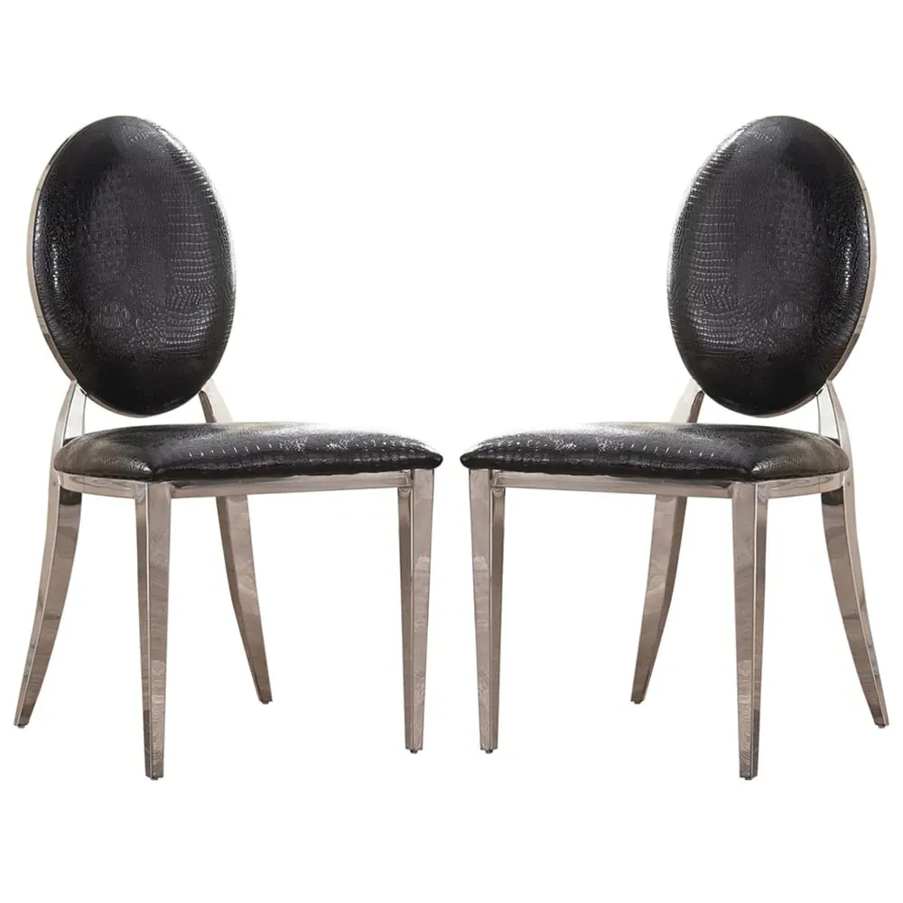 Aella Dining Chairs with Steel Frame, Set of 2 - Black, PU Leather product