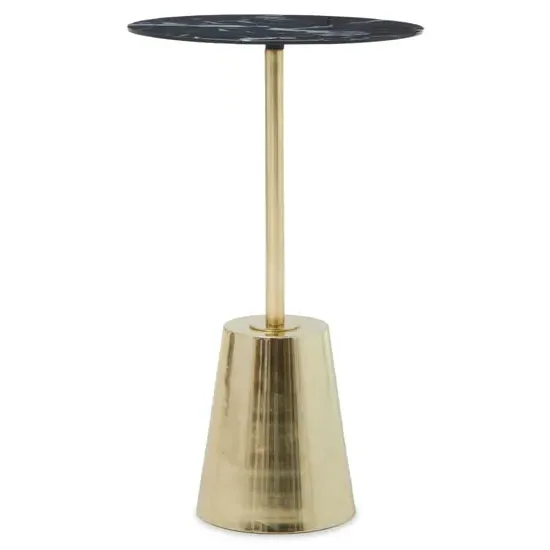 Aeolia Side Table - Black Marble Effect, Gold