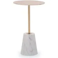 Aeolia Side Table - Gold, White Marble Effect