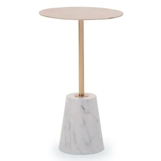 Aeolia Side Table - Gold, White Marble Effect