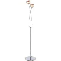 Aerith 2 Lights Floor Lamp - Polished Chrome, Smoked Glass