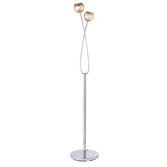 Aerith 2 Lights Floor Lamp - Polished Chrome, Smoked Glass image