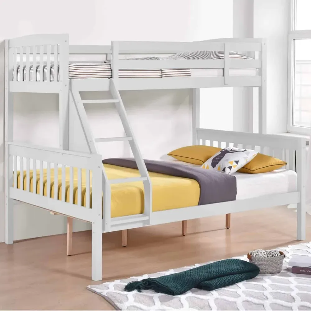 Aeryn Triple Bunk Bed with Ladder - White, Wood
