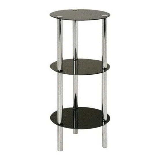 Afton 3 Tier Display Stand - Black Glass, Chrome image