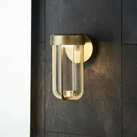 Afton Glass Bathroom Wall Light - Brushed Gold