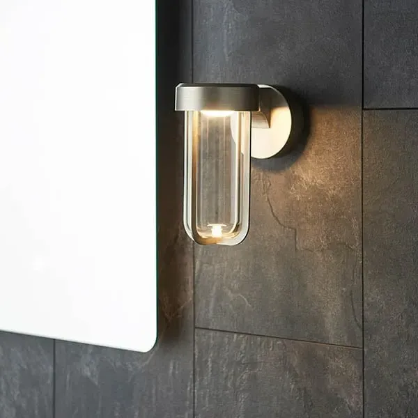 Afton Glass Bathroom Wall Light - Brushed Silver