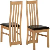 Afton Oak Dining Chairs with Leather Seat - Oak