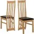 Afton Oak Dining Chairs with Leather Seat - Oak