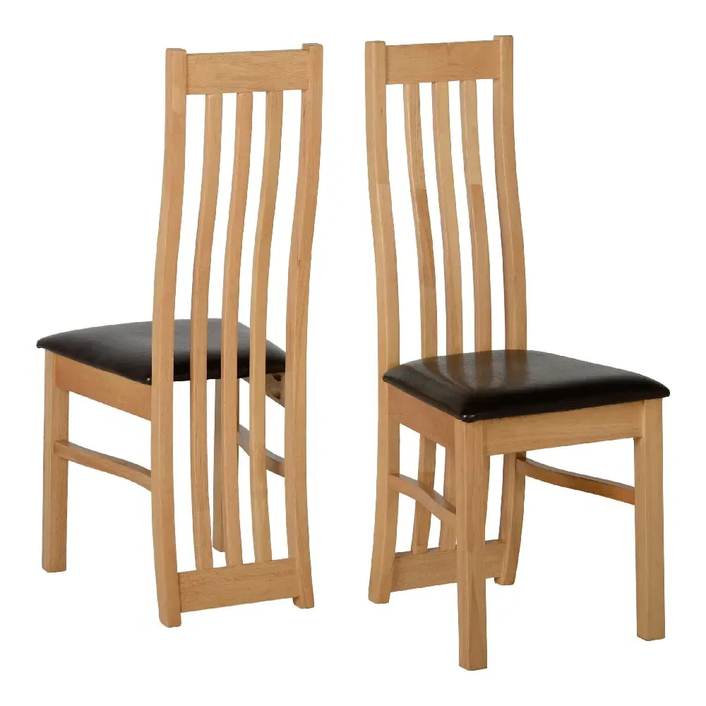 Afton Oak Dining Chairs with Leather Seat - Oak