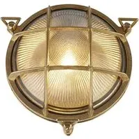 Afton Round Bulkhead Outdoor Wall Light - Brass