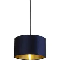 Afton Velvet Shade Pendant Light with Gold Inner - Navy