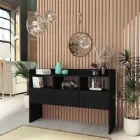 Afton Wooden Sideboard with 3 Drawers - Black
