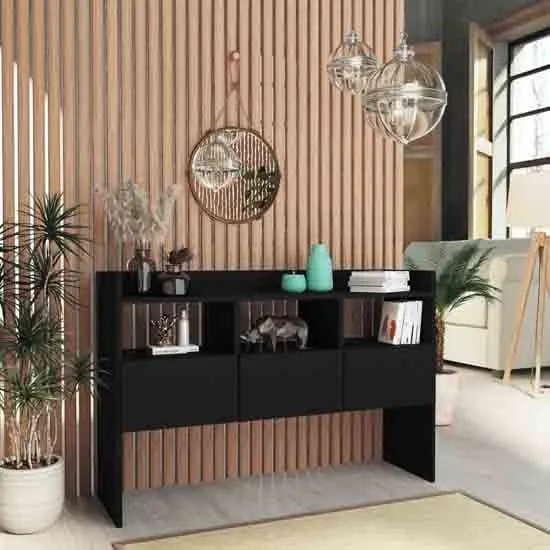 Afton Wooden Sideboard with 3 Drawers - Black