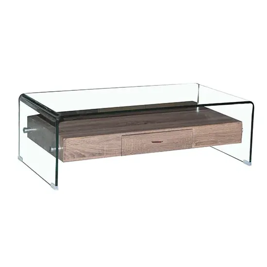 Afya Coffee Table with Drawer - Clear, Tempered Glass product