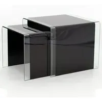 Afya Glass Nest of 2 Tables - Black