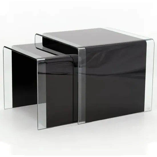 Afya Glass Nest of 2 Tables - Black