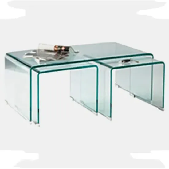 Afya Glass Set of 3 Coffee Tables - Clear