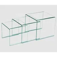 Afya Glass Square Nest of 3 Tables - Clear