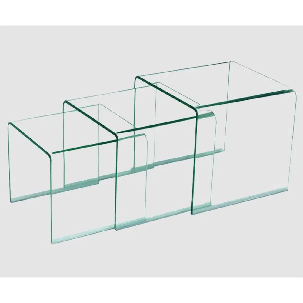 Afya Glass Square Nest of 3 Tables - Clear image