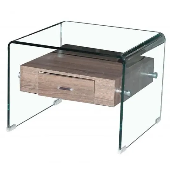 Afya Lamp Table with Drawer - Clear, Glass