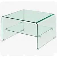 Afya Lamp Table with Shelf - Clear, Glass