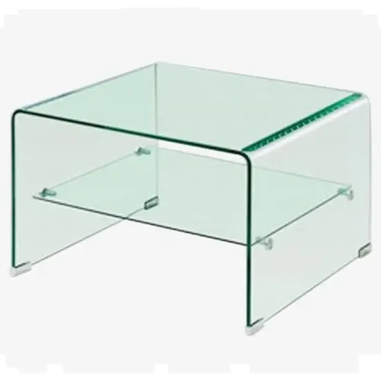 Afya Lamp Table with Shelf - Clear, Glass image