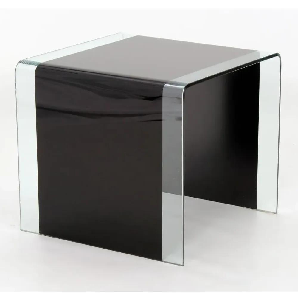 Afya Square Lamp Table - Black, Glass