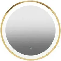 Agadir Round Illuminated Bathroom Mirror - Gold