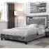 Agalia King Size Bed with Mirror Edge - Silver, Crushed Velvet