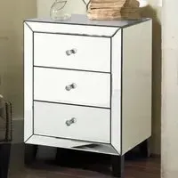 Agalia Mirrored Bedside Cabinet with 3 Drawers - Silver