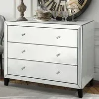 Agalia Mirrored Chest with 3 Drawers - Silver