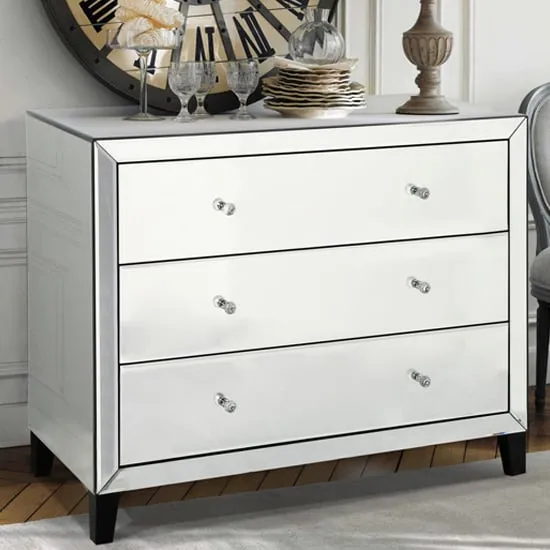 Agalia Mirrored Chest with 3 Drawers - Silver