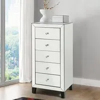 Agalia Mirrored Chest with 5 Drawers - Silver
