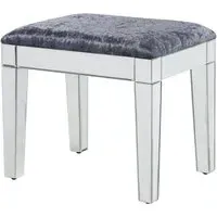 Agalia Mirrored Dressing Stool - Silver, Velvet