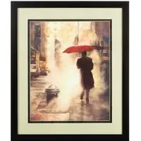 Agatiyo Framed Man Under Umbrella Wall Art - Multi Coloured