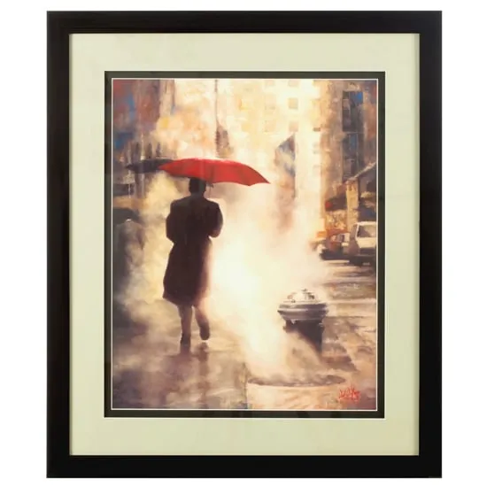 Agatiyo Framed Man Under Umbrella Wall Art - Multi Coloured