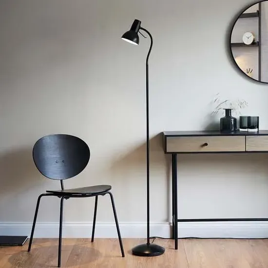 Agen Task Floor Lamp - Black, Metal