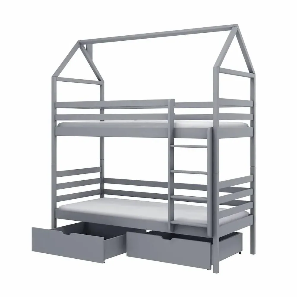 Agnano Bunk Bed with Storage - Grey, Pine