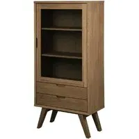 Agnano Display Cabinet with 1 Door 2 Drawers - Smoked Oak