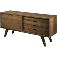 Agnano Wooden Sideboard 1 Sliding Door 4 Drawers - Smoked Oak
