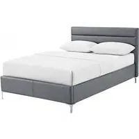 Agneza Double Bed Frame - Grey, PU Leather