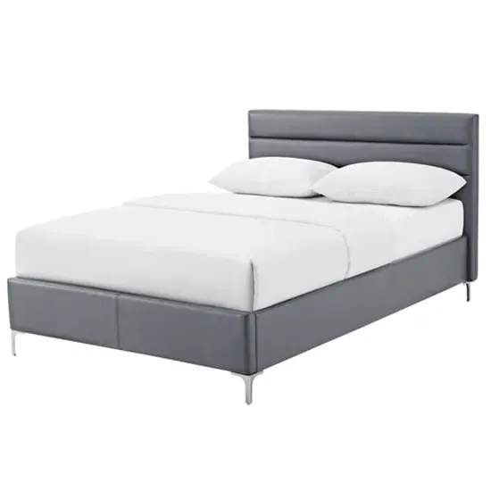 Agneza Double Bed Frame - Grey, PU Leather image