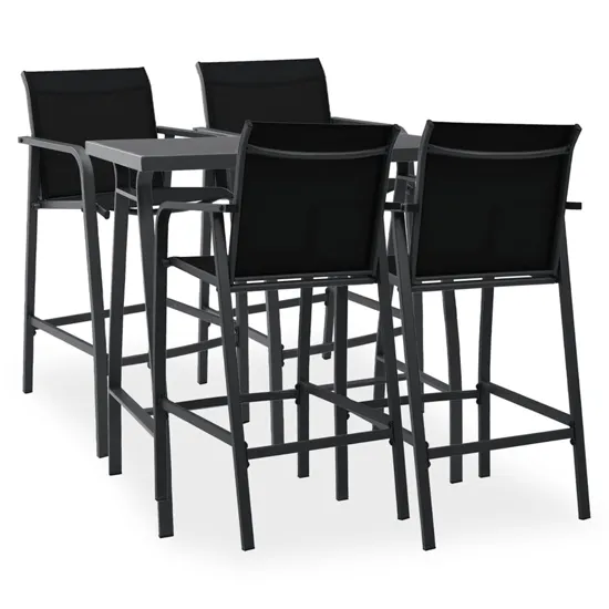 Agnon 5 Piece Garden Bar Set - Black, Tempered Glass product