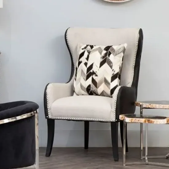 Agoront Wingback Bedroom Chair - Natural, Black Leather