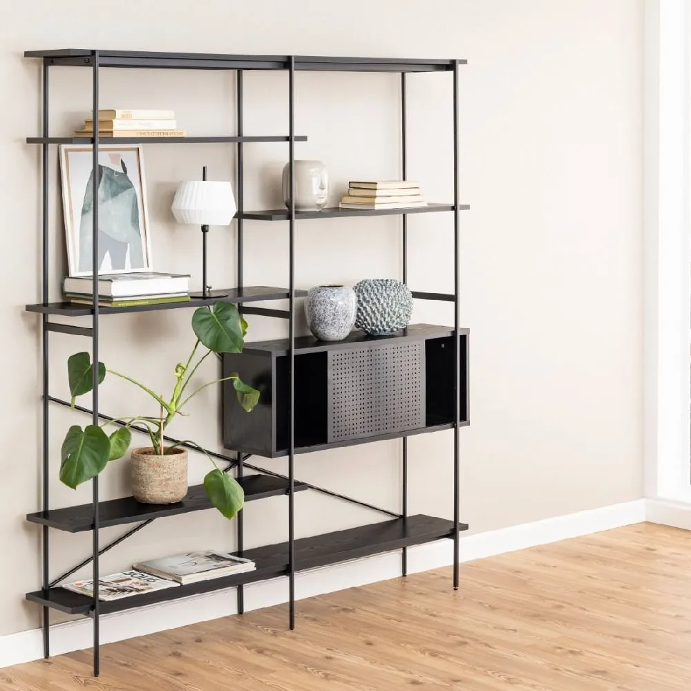 Agoura Bookcase with 1 Door and 5 Shelves - Black