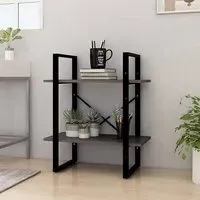 Aharon 2-Tier Bookshelf - Grey, Pinewood