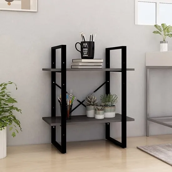 Aharon 2-Tier Bookshelf - Grey, Pinewood image